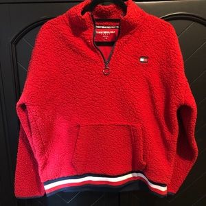 Fuzzy quarter zip sweatshirt